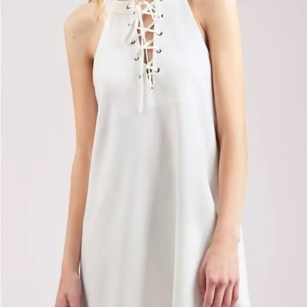 J.O.A. Cream Halter Sundress for Wedding Guest